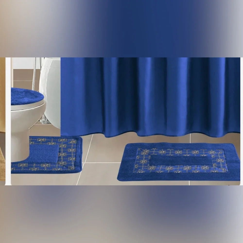 Blue and Gold Bathroom Set